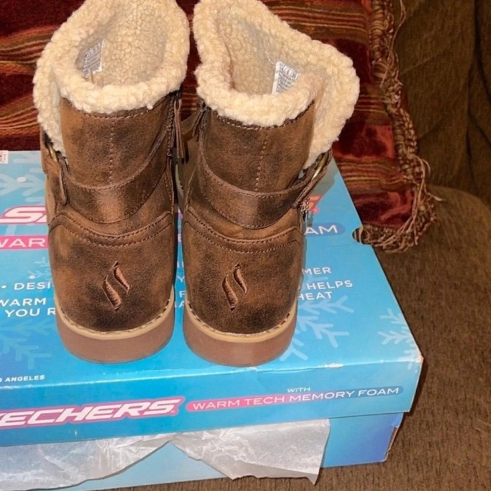 Skechers Chocolate Ankle Booties with Soft Lining